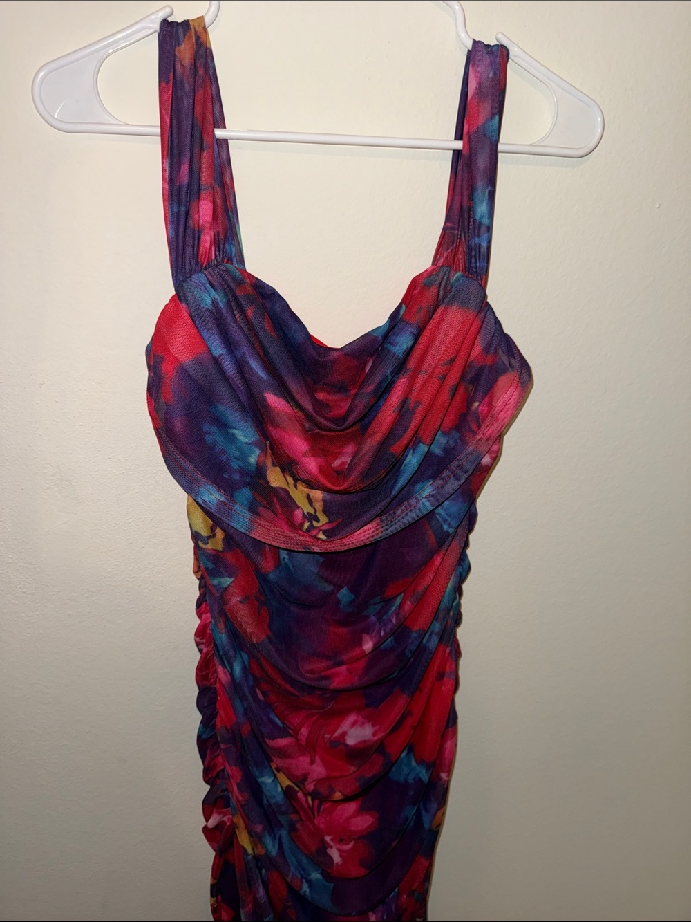 Floral Ruched Women’s Dress - Red Multi